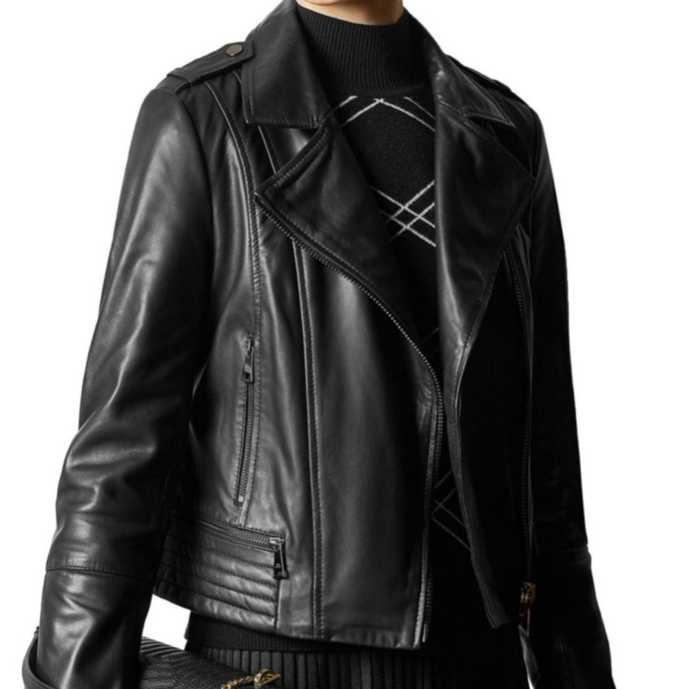 Ted Baker Idda Leather Biker Jacket, size 3